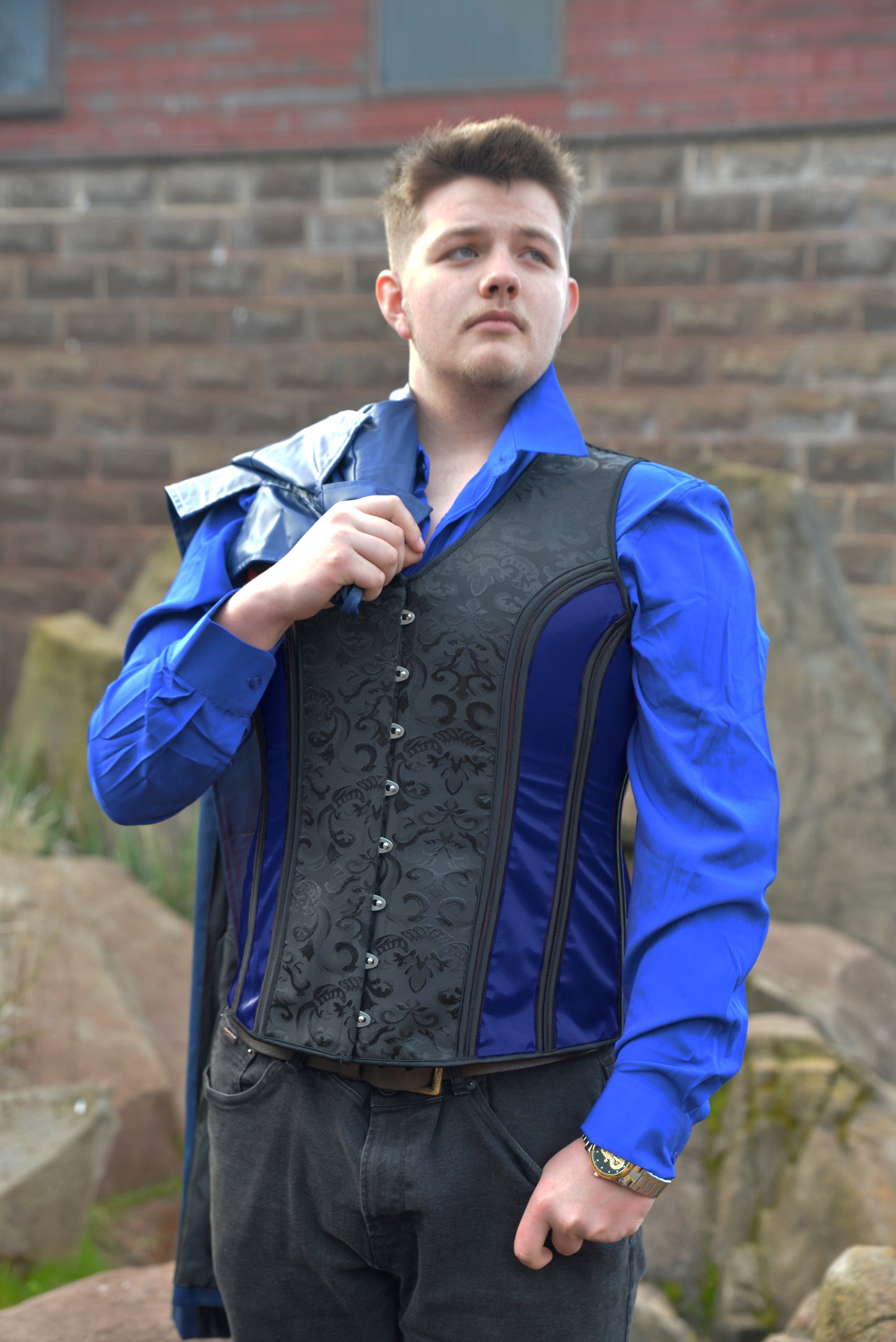 Blue Unisex Corset Vest